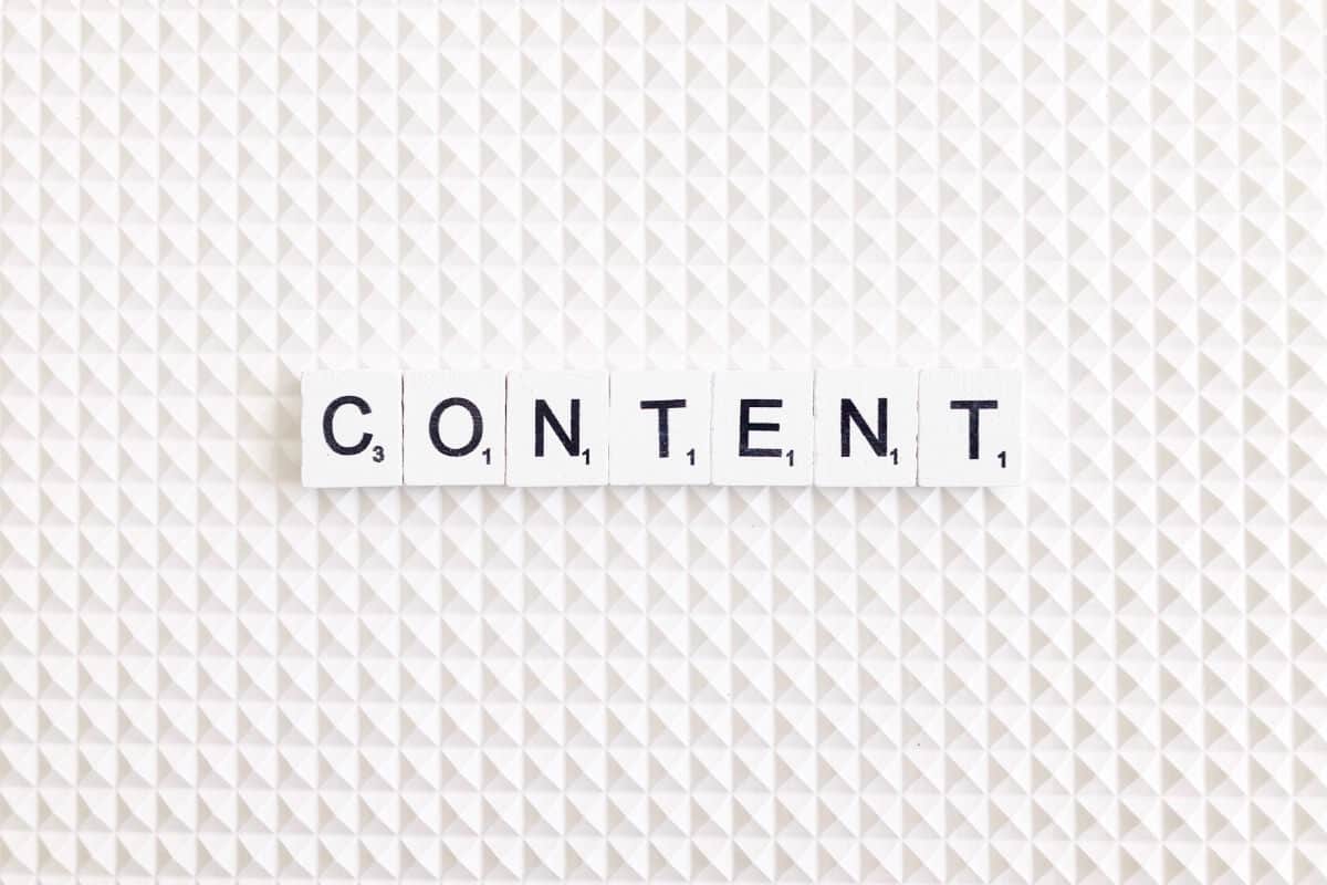 Business content marketing scrabble concept