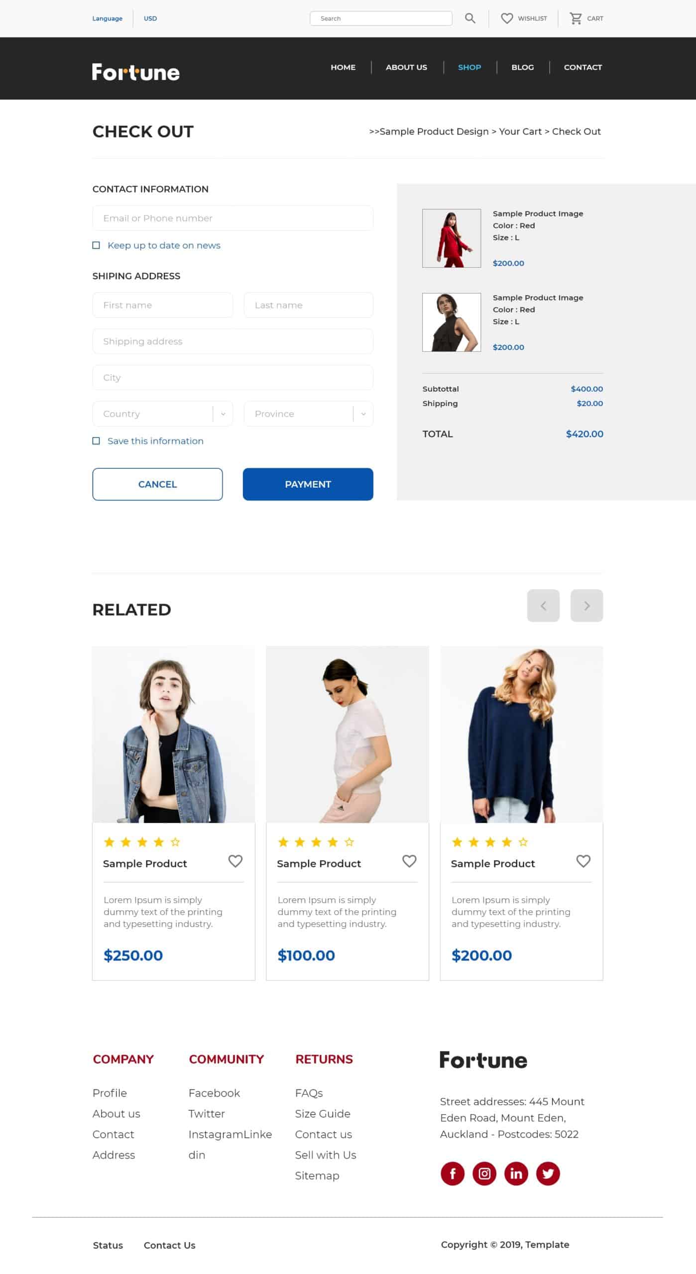 ECommerce Product Page Checkout
