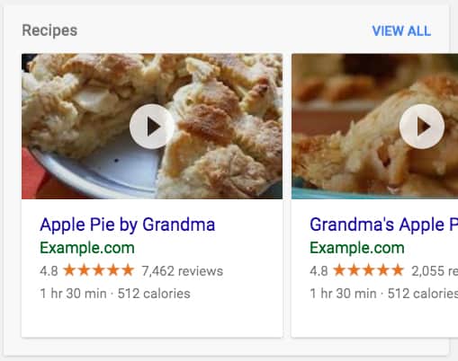 schema markup and rich snippets recipe